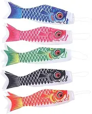 LIFKOME 5pcs Koi Fish Flag Carp Windsock Streamer 40CM Japanese Koinobori Traditional Hanging Flag for Outdoor Garden Backyard Decoration