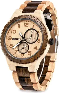 在飛比找樂天市場購物網優惠-Bewell【日本代購】復古懷舊木錶 男士石英錶 日本機芯 