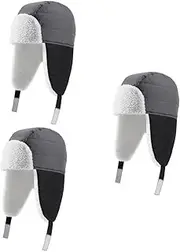 [Minkissy] Cap Hats Snow Ski Hat Warm Hat Pilot Hat Hat Windproof Skiing Cap Fleece Black