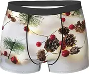 [YANYU] Christmas Garland with Lights Print Stylish Men Briefs Breathable Stretch Lightweight Comfortable for All Day Wear