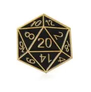 DUNGEONS & DRAGONS (DND) DICE - ENAMEL PIN (GOLD & BLACK)