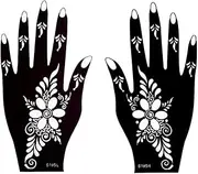 IVANA'S Heena Mehandi Tatto Stencil Set for | Hand | Body | Fingure | Face | Heena Art Temporary Tatto for Kids, Girls & Women, Design - IVN-02, Black, M (C-IVN-02)