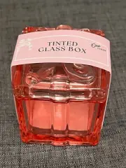 Target Bullseye's Playground Tinted Glass Jewelry Box with Pink Bow 2.5"H (NEW)