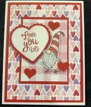 STAMPIN UP CARD KIT - GNOME WITH HEARTS Makes 4 - Love You Lots