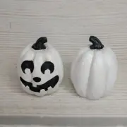 NEW! Mini White Pumpkin Halloween Decor Fall Autumn Resin Jack-o'-lantern