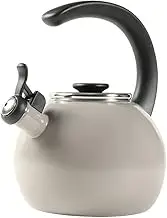 Circulon Enamel on Steel Whistling Teakettle/Teapot with Flip-Up Spout, 2 Quart - Gray