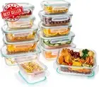 12 Pack Airtight Glass Food Storage Containers with Lids, Meal Prep Box