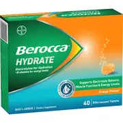 Berocca Hydrate Electrolytes Effervescent Tablets Orange 40 pack