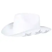 Cowboy Hat with Sequins Glittering Cowgirl Hat Hollowed Decorations