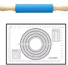 NEW Rolling Pin Pastry Mat Set Rolling Pin Kit Silicone Dough Mat Baking Tool AU