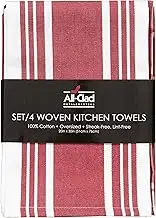 All-Clad Woven Bistro Kitchen Towels: Highly Absorbent, Super Soft Long Lasting - 100% Cotton, 20"x30" Dish Towels for Cleaning & Drying Dishes, Pans, Glassware, or Countertops, (4-Pack), Chili