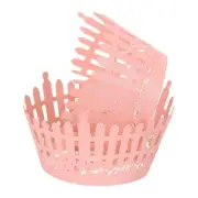 50 Pcs Cupcake Wrappers for Decoration Baking Pink (Fence, Pearlescent Paper)