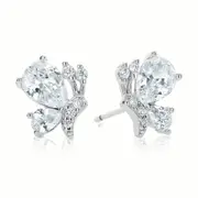 Sterling Silver Cubic Zirconia Butterfly Stud Earrings