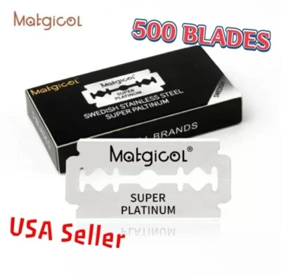 500 Matgicol Platinum Ultra Sharp Double Edge Cut Barber Razor Blades
