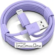 FUPYWP Car iPhone Carplay Cable, Car Charger Cord, USB A to Lightning Cable Fast Charging & Data Transfer for iPhone 14/13/12/11 Pro Max XR XS X 8 7 6 Plus SE Tangle-Free,3ft Purple