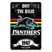 Penrith Panthers NRL Retro Tin Wall Sign Obey The Rules