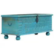 Storage Chest Solid Mango Wood Blue 100x40x41 cm vidaXL