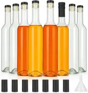 16 OZ Clear Glass Bottles With Cork Lids And PVC Shrink Capsules, 500 ML Wine (8