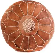 Tan Brown Moroccan Leather Ottoman Pouffe
