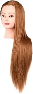 Eigell Hair Training Head Manikin Doll Head Mannequin Manikin Head Long Hair for DIY Cutting, Gold with Makeup