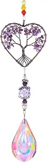 Molain Glass Suncatcher Crystal Pendant Rainbow Maker Colorful Heart Shaped Life Tree Hanging Ornament Indoor Outdoor Decor Hanging Pendant Car Garden Home Decoration