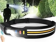 Headlamp Rechargeable, 90000 Lumen Super Bright Led Headlamp 260° Wide Beam Head Lamp with 10 Light Modes & Motion Sensor, Powerful Waterproof Headlamps Flashlight for Adults Camping Running