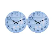 2x LVD Sea Life Hanging Wall Clock Analogue 34cm Round Home/Office Room Decor