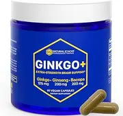 NATURAL STACKS Ginkgo+ Brain Supplement w/ Panax Ginseng and Bacopa Monnieri (Capsule)