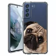 For Samsung Galaxy S20 S21 S23 S24 FE 5g TPU Case+Glass(Pug's Tilting)