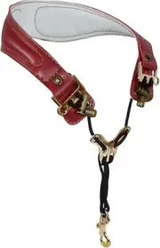 Ergonomic Red Leather Saxophone Neck Strap - Breathable & Adjustable Comfort