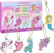 Arts and Crafts for Kids Ages 8-12 - Create Your Own Gem Keychains Double Side by Number - 5D Diamond Painting Kits Creativity for Girls Boys Toddler Teens Ages 3-5 4-6 6-8 10-12