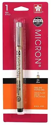6 Pack Sakura Pigma Micron Pen 01 .25mm-Black 30181