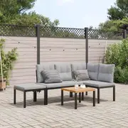 Garden Bench Set with Cushions Outdoor Sofa Set Powder-coated Steel vidaXL