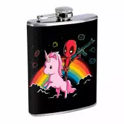 Rainbow Unicorn Em4 Flask 8oz Stainless Steel Hip Drinking Whiskey