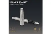 Parker Sonnet 1931510 Stainless Steel Palladium Trim Fountain Pen Medium Nib