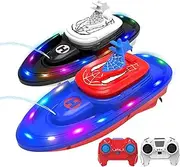 fromeasy Spider-Shaped Remote Control Boat for Pool, Summer Toys with Water Spray for Kids, LED Lights, 2.4 GHz, 2-Pack (Blue & Red), Dual Battle Mode,Gift for Boys or Kids and Adults