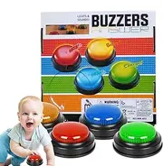 Gupcaqosjw Game Buzzer,Classroom Answer Game with Lights and Sound for Show - 4X Fun Quick Response Button Easy to Use Competition Props for Family