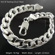 Bracelet Real 925 Solid Sterling Silver Filled Statement Curb Link Bangle