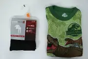 Boys Swiss Tech 2 Piece Thermal Set Jurassic Park 2 Pc Pajama Set Size 4-5 NEW