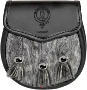 Landers Semi Dress Sporran Fur Plain Leather Flap Scottish Clan Crest