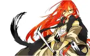 Anime girls redhead katana white background long Playmat Game Mat Desk