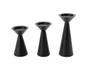 Black Candle Holders Set of 3 - Metal Candle Holders for Pillar Candles - Candle Holders for Table,C