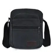 Men Canvas Vertical Crossbody Bag Casual Outdoor Travel Shoulder Bag Black