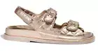 Chanel 21C Bronze Quilted Chain CC Logo Mule Slide Strap Flat Teva Dad Sandal 35
