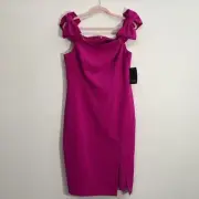 Aidan Mattox Pink Dress Off Shoulder Bow Bodycon Dress Size 14