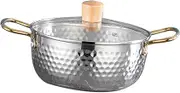 Cookware Induction Pans Copper Pot Hotpot Camping Pans Hot Pot Dual Handle Pot Noodles Pot Korea Ramen Pot Ramen Pot Korean Small Stainless Steel Instant Noodles Instant Noodle Pot (Color : Silver,