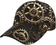 [YANYU] Cool Steampunk Gears Print Adjustable Snapback Hat Baseball Cap Comfortable and Stylish for Men and Women Black, Black, One Size