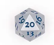 Extra Large Solid Metal D20 Spindown / Countdown Dice Silver Life Counter for MTG Magic The Gathering Commander EDH Extra Heavy