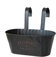 LeoLeozz Deck Railing Planter Boxes - Metal Hangable Deck Planter,Metal Hangable Flower Boxes for Outside Garden Porch, Window Houseplant Pots (Black)