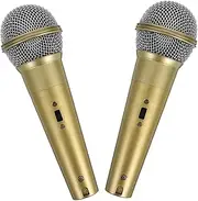 2pcs Simulation Microphone Model Plastic Microphone Stage Mic Prop Cosplay Props Fake Mic Music Studio Decor Costume Golden Plastic